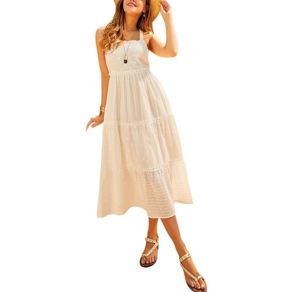 Suzanne Betro Dresses & Skirts - Suzanne Betro Dresses Ivory Textured Circle Tiered Midi Dress Size M